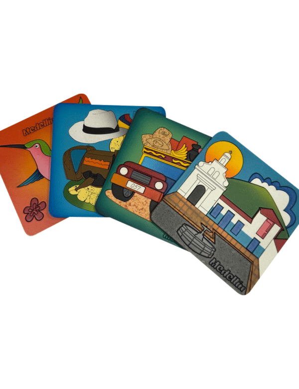 PORTAVASOS PINTADOS MDF SET X 4 UNIDADES